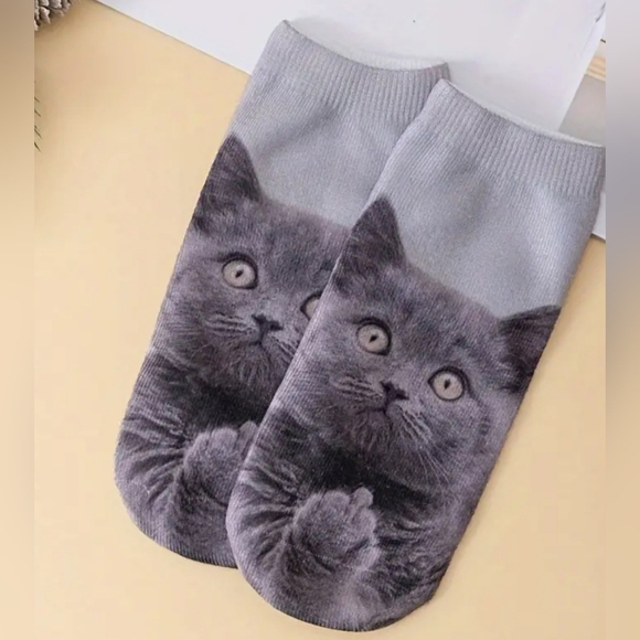 1 Pair Cute 3D Cat Print Socks, Comfy & Breathable Mid Tube Socks, Women's - Picture 3 of 5
